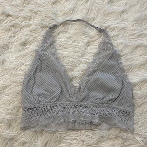 gray lace aerie halter bra